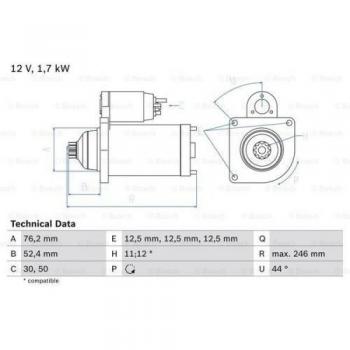 Motor de Arranque Bosch 986024100, tipo: motor de arranque, características: marca Bosch, número de pieza 0 986 024 100
