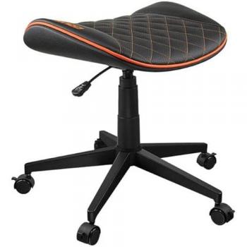 Taburete Gaming Multiusos Cougar Crosser - Asiento Festoneado, Piel Sintética PVC, Altura Ajustable, Base con 5 Ruedas, Soporta hasta 120 kg, Color Negro y Naranja