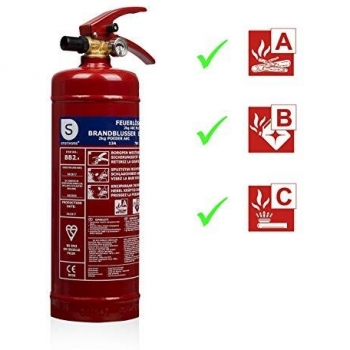Smartwares Extintor de Polvo Seco 2kg, Clase ABC, con Soportes BB2, Modelo 10.014.68, Color Rojo