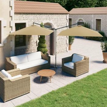 Paraguas doble Day and Night con poste de acero taupe 600x300 cm