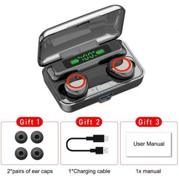 Auriculares TWS Bluetooth 5.1 Inalámbricos HD Estéreo Impermeables con Micrófono y Caja de Carga de 2800mAh