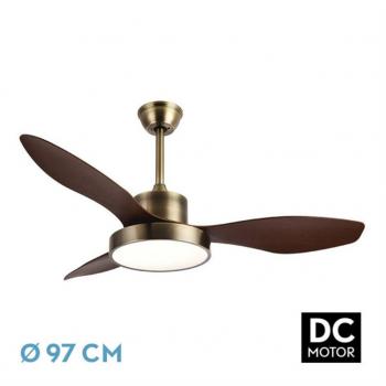 Ventilador DC Hayate 24W Cuero/Roble 3 Aspas