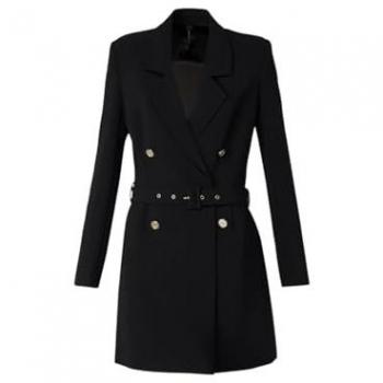 Guess Women's Black Blazer Mini Dress with Waist Belt - Model 'Leonie' Size S