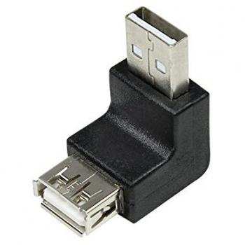 Adaptador USB 2.0 LogiLink AU0025 Macho a Hembra, 90 Grados, Negro