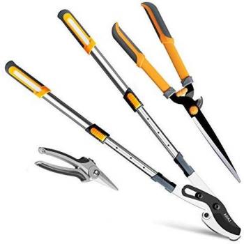 AIRAJ 3piezas Máquina de podar,Tijeras de Podar retráctiles de 84cm, Cortasetos manuales de 61cm,Tijeras de podar Ligeras de 19cm, Una Gama Completa de Herramientas de poda de jardín