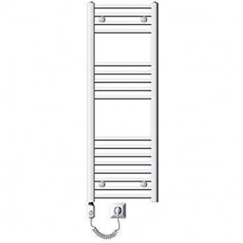Radiador eléctrico curvado para baño Ecd Germany 900W - 400 x 1200 mm - Blanco - Con conexión lateral y secador de toallas