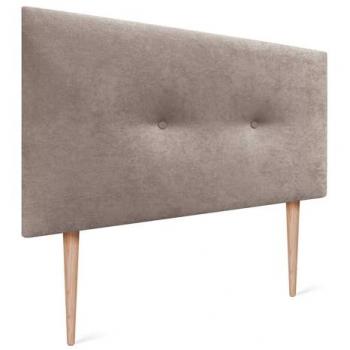 Cabecero Acolchado de Polipiel o Tela Acualine Liso con Botones y Patas, 90x105cm, para Camas 80/90, Color Tierra - Diseño Moderno de Lujo