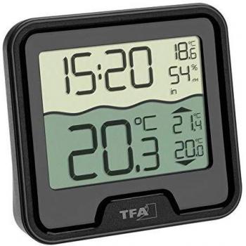 TFA Dostmann Marbella - Termómetro inalámbrico para Piscina, Color Negro