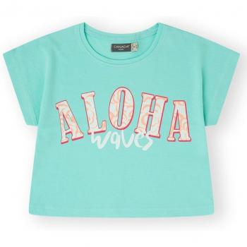 Camiseta de niña crop de manga corta 100% algodón