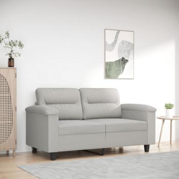 Sofá 2 plazas gris claro 120 cm en tela de microfibra