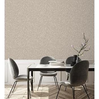 Papel Pintado Vinílico Ecológico Geométrico Efecto Madera Textura en Relieve - Fort William 679282 - Rollo de 10 m x 0,53 m