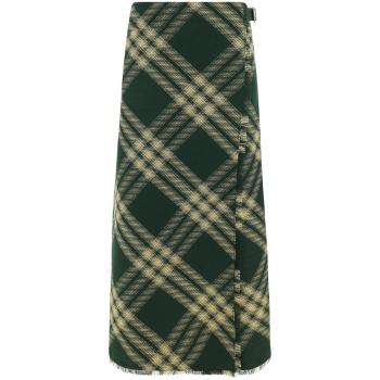 Burberry Women's Wool Midi Skirt in Green | Size 6 | 8083032B8682