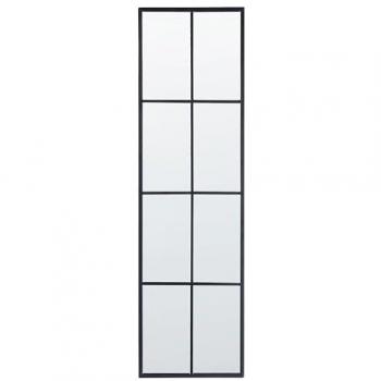 Espejo de Pared de Metal Negro 38 x 132 cm Vidrio Forma Ventana Industrial Camon