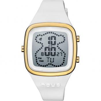 Reloj digital Tous B-Time con correa de silicona en blanco