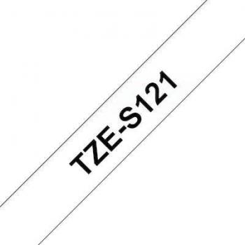 Brother TZe-S121 Strong Adhesive Laminated Labeling Tape, 9mm x 8m, Black on Clear