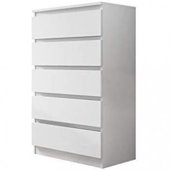 Cómoda Comfivo 231, Blanco, con 5 cajones, dimensiones 112 x 70 x 40 cm