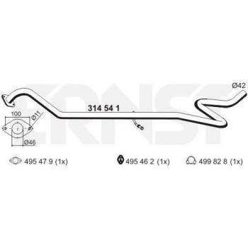 Tubo de escape ERNST 314541 para Ford Fiesta 6, tipo centro