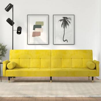 Sofá cama con cojines de terciopelo amarillo vidaXL