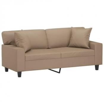 Sofá de 2 plazas con cojines cuero sintético capuchino 140 cm