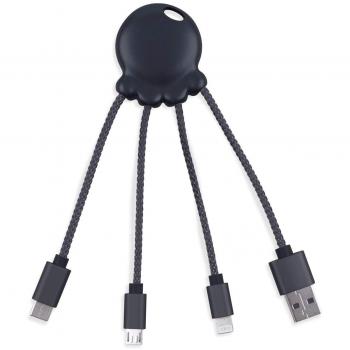 Xoopar Octopus Adaptador USB Multi Conector con Orificio para Llavero Negro Metalizado