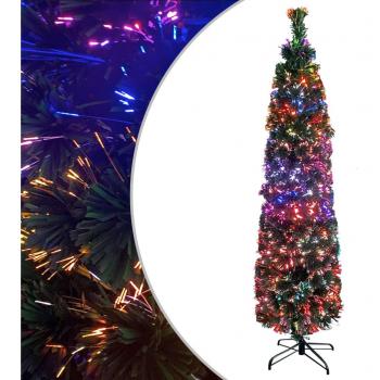 Árbol de Navidad artificial estrecho con soporte de fibra óptica de 150 cm.