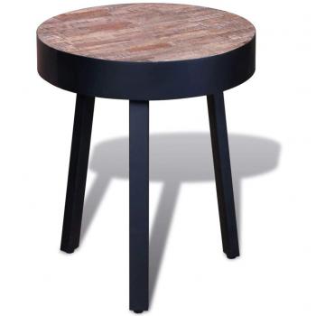 vidaXL Mesa auxiliar redonda de teca reciclada mueble de casa decoración hogar
