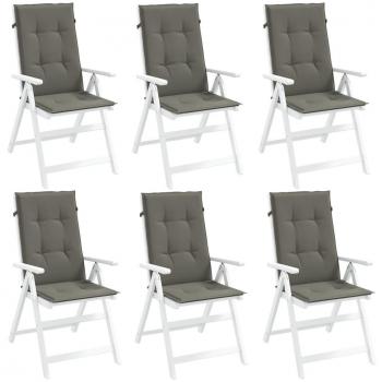 Cojines para silla respaldo alto 6 uds tela antracita melange, gris claro melange y gris oscuro melange - Cojín Decorativo de Asiento para muebles de salón