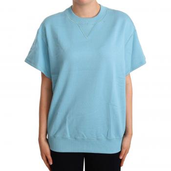Dolce & Gabbana Blue Cotton Short Sleeves Crew Neck Top - IT42|M