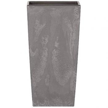 Maceta alta 49 L PROSPERPLAST Urbi Square Effect de plástico CON depósito en color Terracota, 61 (alto) x 32,5 (ancho) x 32,5 (profundo) cms;