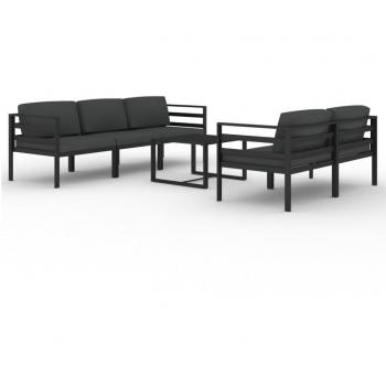 6-Piece Anthracite Aluminum Garden Lounge Set with Cushions