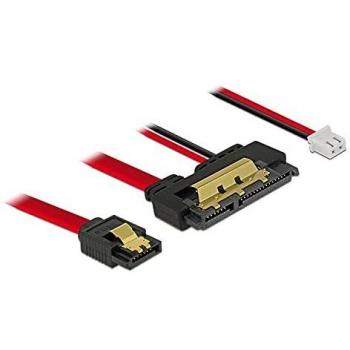Cable SATA 6 Gb/s de 0,3 m Negro con Conector Hembra y Alimentación de 2 Pines