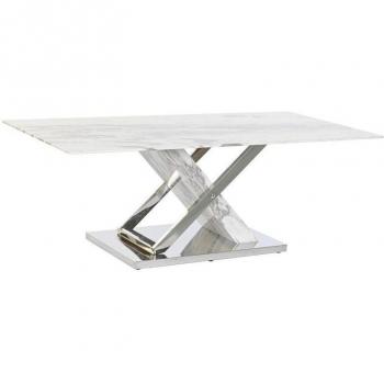 Mesa de Centro DKD Home Decor Cristal Acero Blanco Plateado 120 x 60 x 42 cm