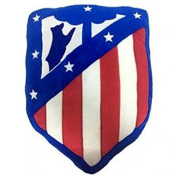 Atlético de Madrid. Cojín Terciopelo con Forma de Escudo y Licencia Oficial del Club.