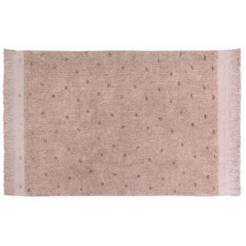 Alfombra lavable de algodón marrón/oliva y rosa con puntitos 140x200 cm