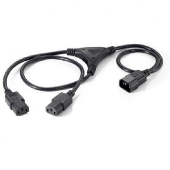 Equip Cable de Alimentación en Y, 2x IEC C13 Hembra a 1x IEC C14 Macho, Longitud 2.6m, Color Negro