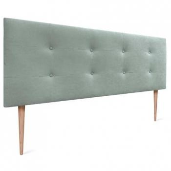 Cabecero Acolchado Capitone de Tela Acualine y Polipiel Verde Agua 150x115cm con 8cm de Grosor y Patas para Camas 150/160