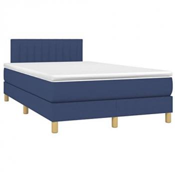 Cama Box Spring con Colchón Viscoelástico Espuma Protector Muelles Ensacados Adaptable Acolchado Reversible Tela Azul 120x200 cm