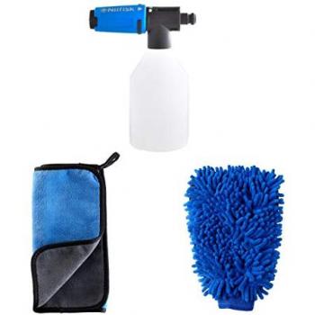 Kit de Limpieza para Coches Nilfisk - Hidrolimpiadora, Guantes de Lavado, Toalla de Microfibra y Pulverizador de Espuma Super Foam