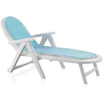 Tumbona Caiman de Resina Blanca 84x74x19 cm con Cojín Modelo Finstock 42800 Plegable