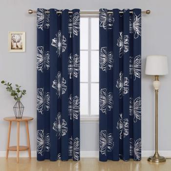 Deconovo Cortinas Opacas para Ventana de Cocina y Habitación de Niños con Aislamiento Térmico con 8 Ojales Tela Poliéster 1 par 140 x 260 cm Azul Marino