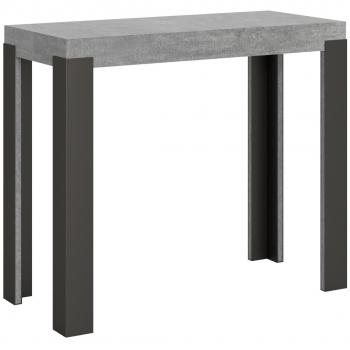 Consola Extensible 90x40/300 cm Línea Cemento con Estructura Antracita