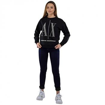 Armani Exchange Women's Black Sweatshirt with Studs, Size L