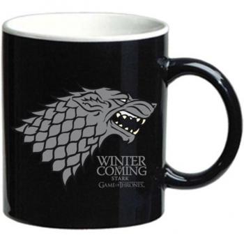 Taza de Cerámica Negra con Escudo Stark, Serie Game of Thrones