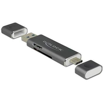 Lector de tarjetas DeLock USB Tipo-C / USB 3.1 Gen 1 Tipo-A para SD, MMC y Micro SD