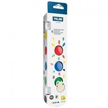 MILAN 64106 Caja con 6 Tarros Pintura para Dedos, Varios Colores, 25 ml