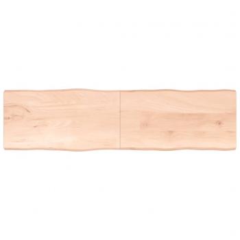 Tabla de encimera de madera maciza de roble sin tratar con bordes naturales, dimensiones 220x60x(2-4) cm