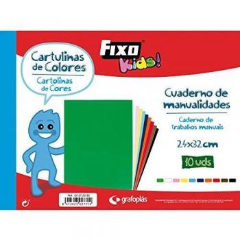 Fixo Kids 72599. Cuaderno de Manualidades, 10 cartulinas, Colores Surtidos, 24 x 32 cm