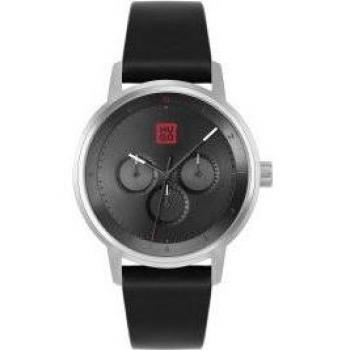 Hugo Define 1530263 Reloj Multifunción para Hombre con Correa de Piel Negra