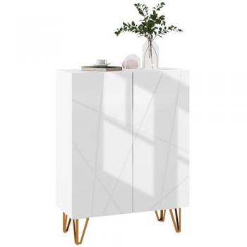 Mueble Zapatero Homcom Blanco de Melamina con Estantes Ajustables y Bisagras de Cierre Suave para 15-20 Pares de Zapatos 72x31.5x95 cm