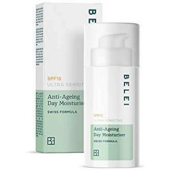 Marca Amazon - Belei Crema hidratante antiedad de día para pieles ultrasensibles con FPS 15, 50 ml